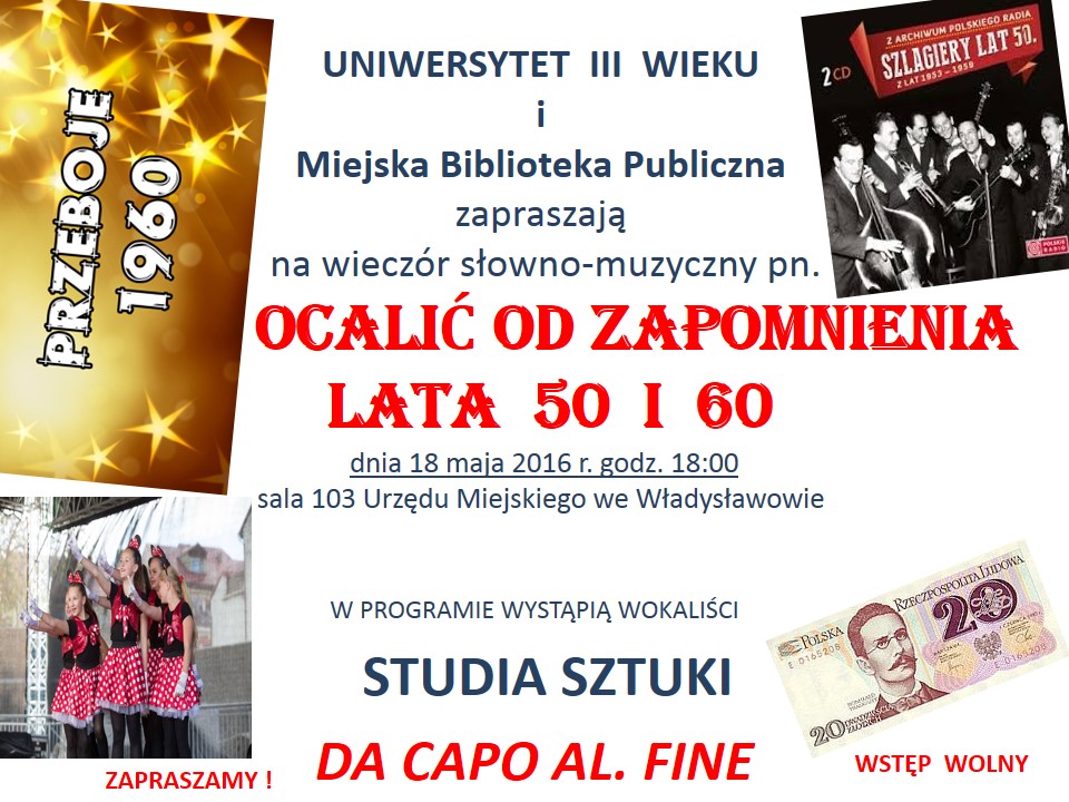Plakat wieczoru słowno-muzycznego pn. Ocalić od zapomnienia