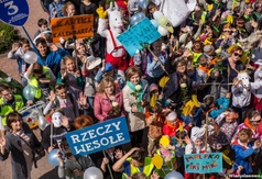 Pamiątkowa fotografia korowodu przed UM