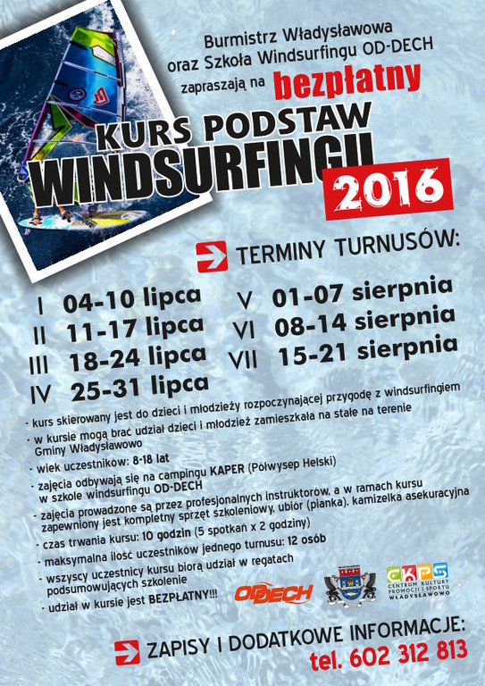 Bezpłatny kurs podstaw windsurfingu (edycja 2016)