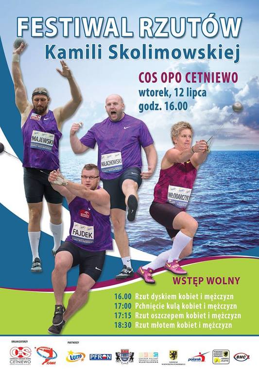 Plakat z zawodnikami 4. Festiwalu Rzutów im. Kamili Skolimowskiej