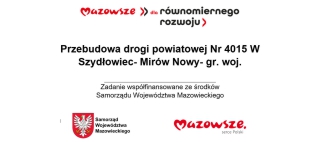 Przebudowa drogi powiatowej Nr 4015 W Szydłowiec- Mirów Nowy - gr. woj.