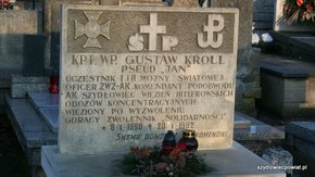 Grób kpt. WP. Gustawa Krolla, uczestnika I i II wojny światowej, oficera ZWZ-AK,komendanta AK podobw