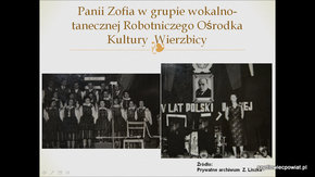 Pani Zofia w grupie wokalno - tanecznej Robotniczego Ośrodka Kultury Wierzbicy.
