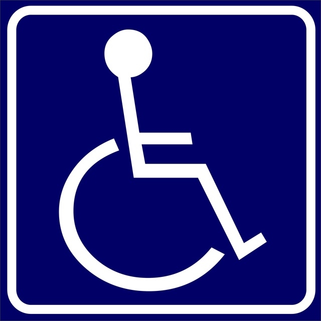 symbol osoby niepełnosprawnej poruszającej się na wózku