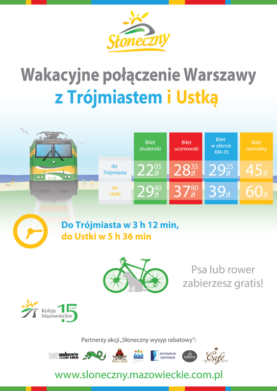 połączenia Warszawy z Trójmiastem i Ustką, cennik