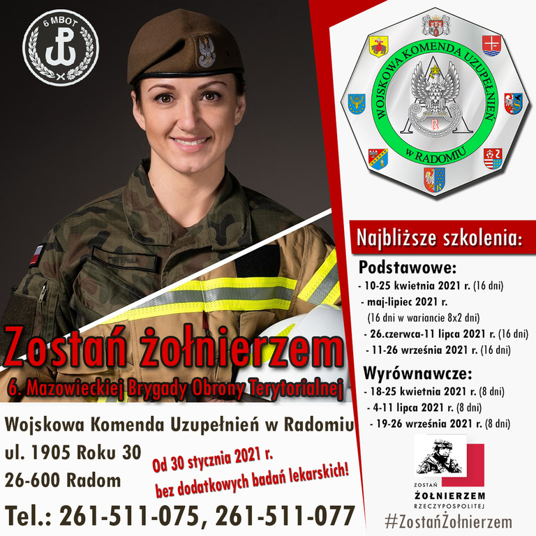 plakat: Zostań żołnierzem 6. Mazowieckiej Brygady Obrony Terytorialnej