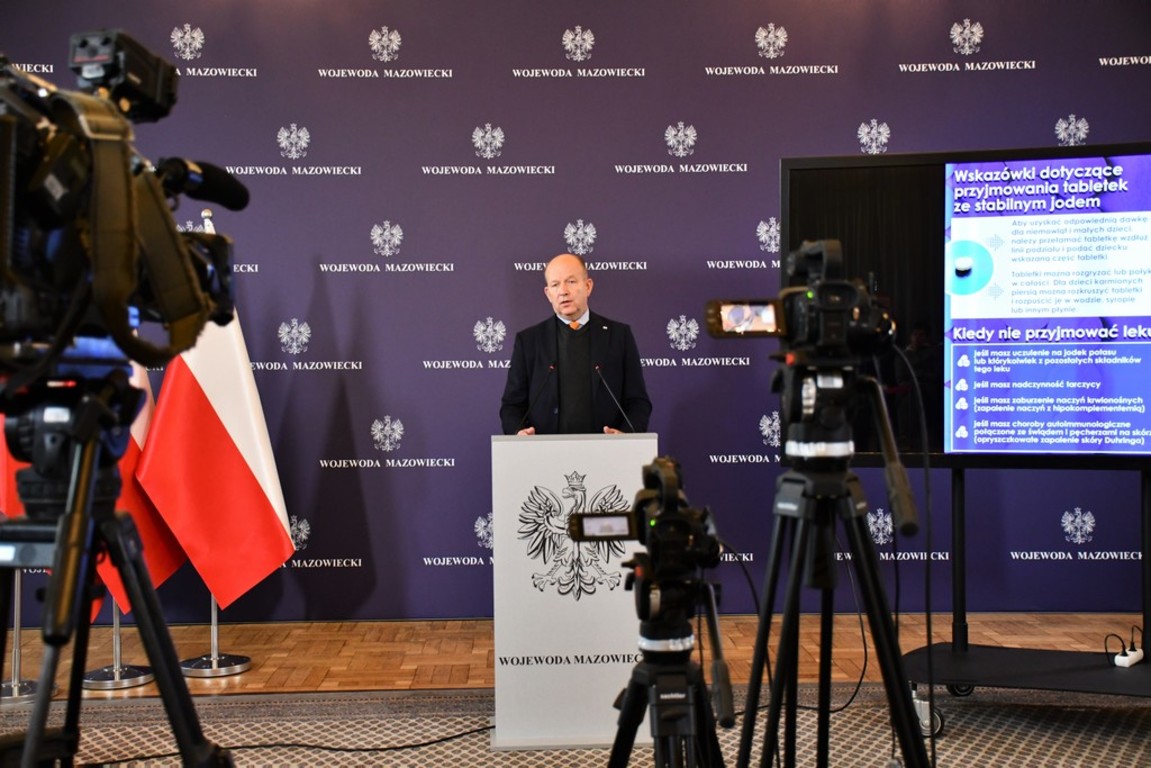 Konferencja prasowa - dystrybucja tabletek jodku potasu na terenie województwa mazowieckiego w przyp