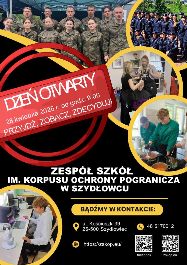 Zespół Szkół im. Korpusu Ochrony Pogranicza w Szydłowcu zaprasza na Dzień Otwarty