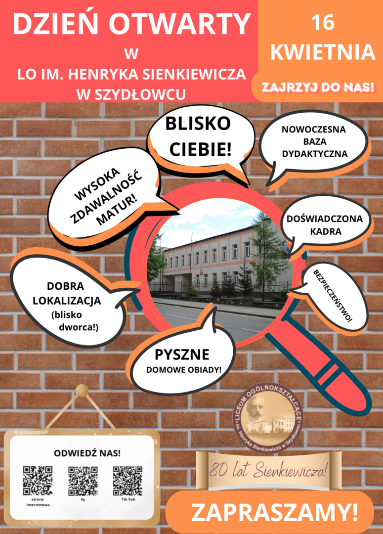 16 kwietnia – DZIEŃ OTWARTY w LO im. Henryka Sienkiewicza w Szydłowcu
