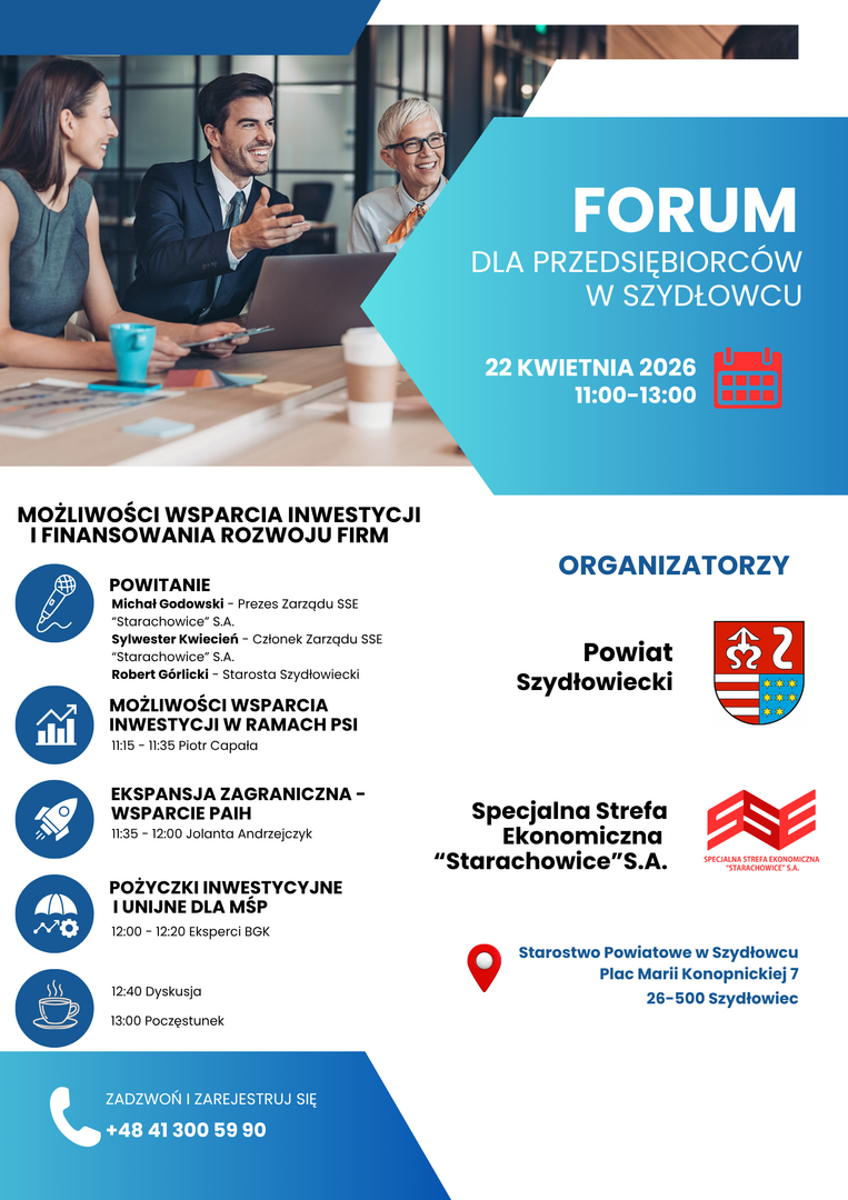 Forum dla przedsiębiorców w Szydłowcu – zaproszenie do udziału