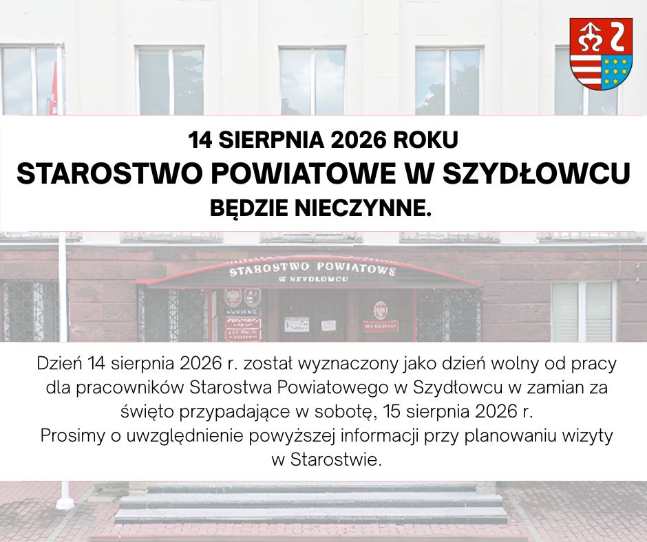 14 sierpnia 2026 - Starostwo nieczynne