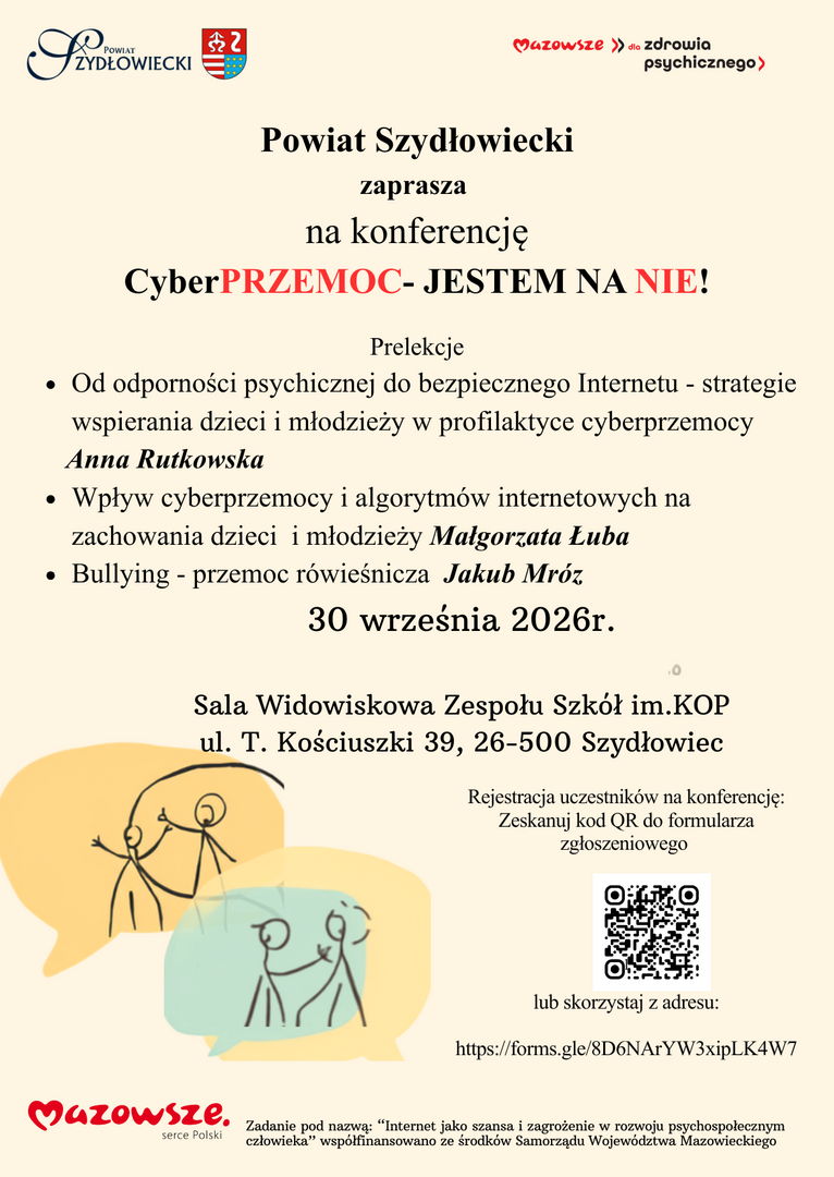 Zaproszenie na konferencję ,,CyberPRZEMOC-JESTEM NA NIE!’’