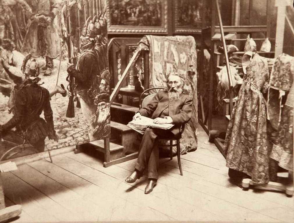 zdjęcie Juliusza Miena - Jan Matejko w pracowni w Szkole Sztuk Pięknych w Krakowie, 1891 r.