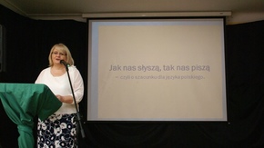 Kolejnym prelegentem była Pani mgr Barbara Pytko, nauczyciel doradca metodyczny języka polskiego, kt