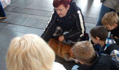 Podopieczni świetlic zwiedzają wystawę psów rasowych. (link otworzy duże zdjęcie)