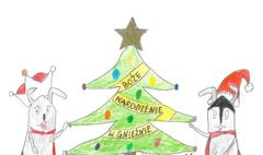 Pierwsze miejsce w konkursie na miejską kartkę świąteczną: Mateusz Lange ze Szkoły podstawowej