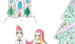 Wyróżnienie w konkursie na miejską kartkę świąteczną: Adrian Dziarski ze Szkoły podstawowej (link otworzy duże zdjęcie)