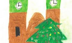 Wyróżnienie w konkursie na miejską kartkę świąteczną: Filip Ryczkowski ze Szkoły podstawowej (link otworzy duże zdjęcie)