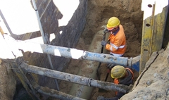 Budowa kanalizacji sanitarnej i deszczowej wraz z siecią wodociągową na ulicy Roosevelta w Gnieź (link otworzy duże zdjęcie)